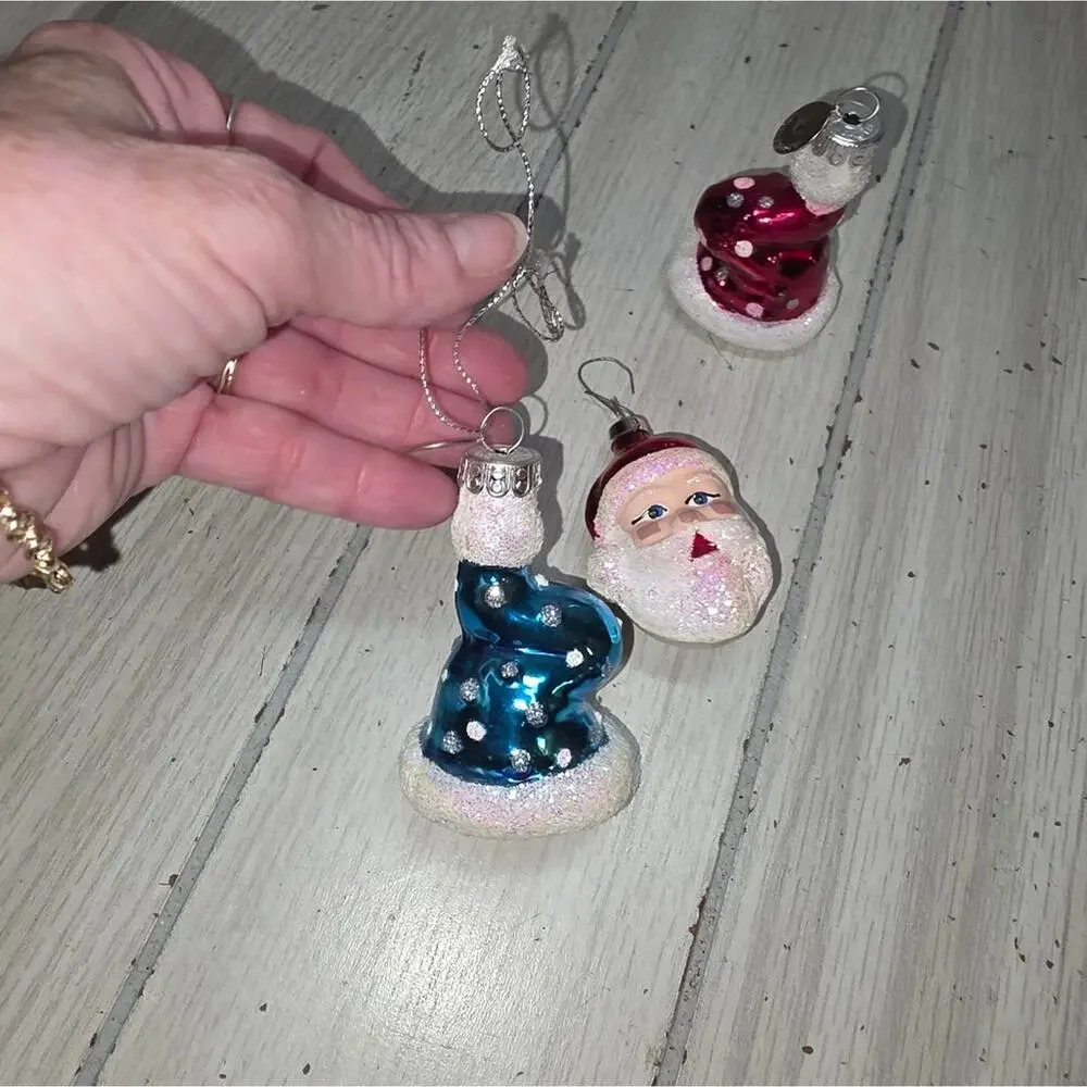 Christopher Radko Celebrations Santa Claus Ornament Glass Set Of 3 Christmas